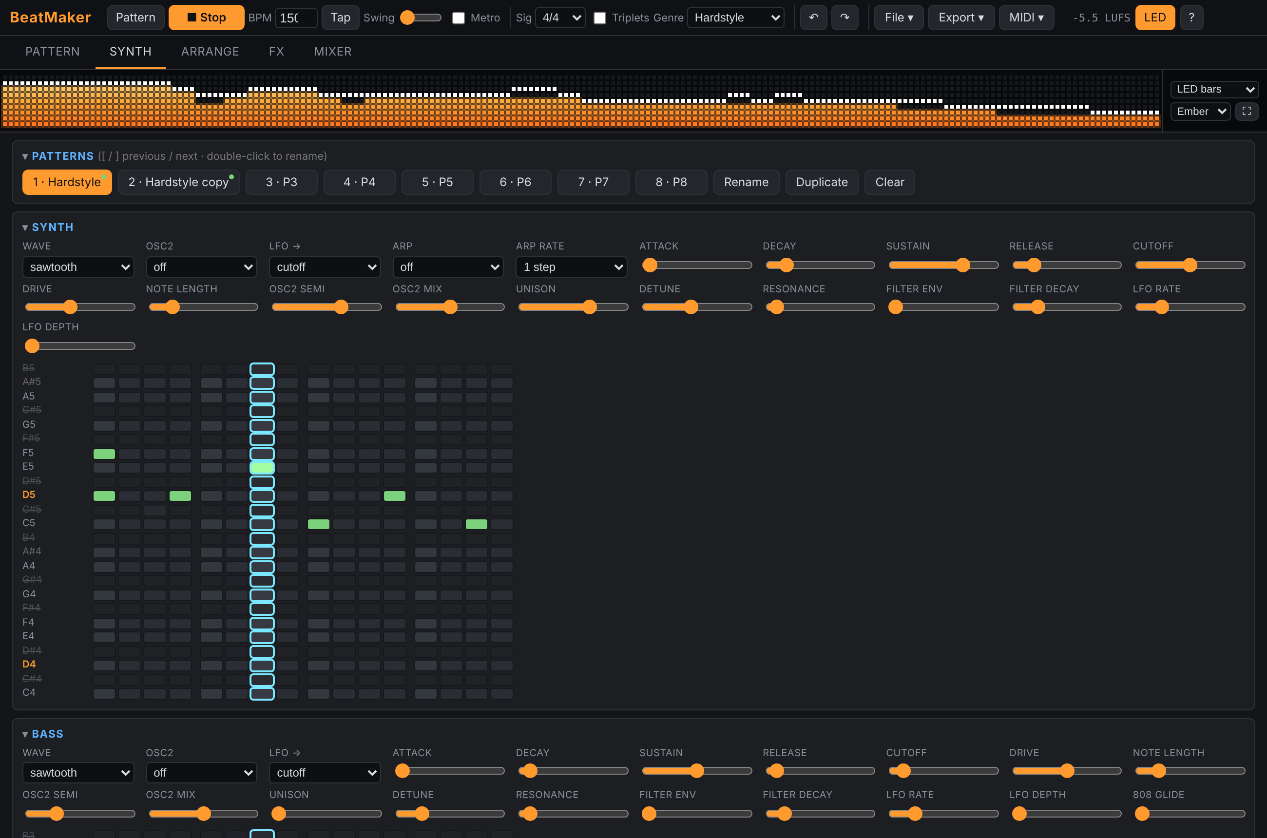 Synth editor panel