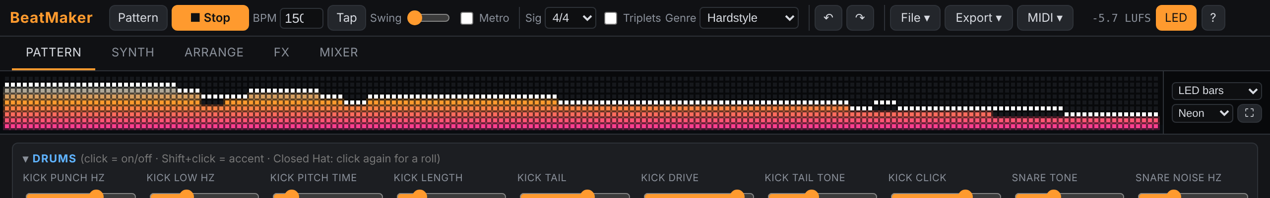 Neon bar visualizer mode